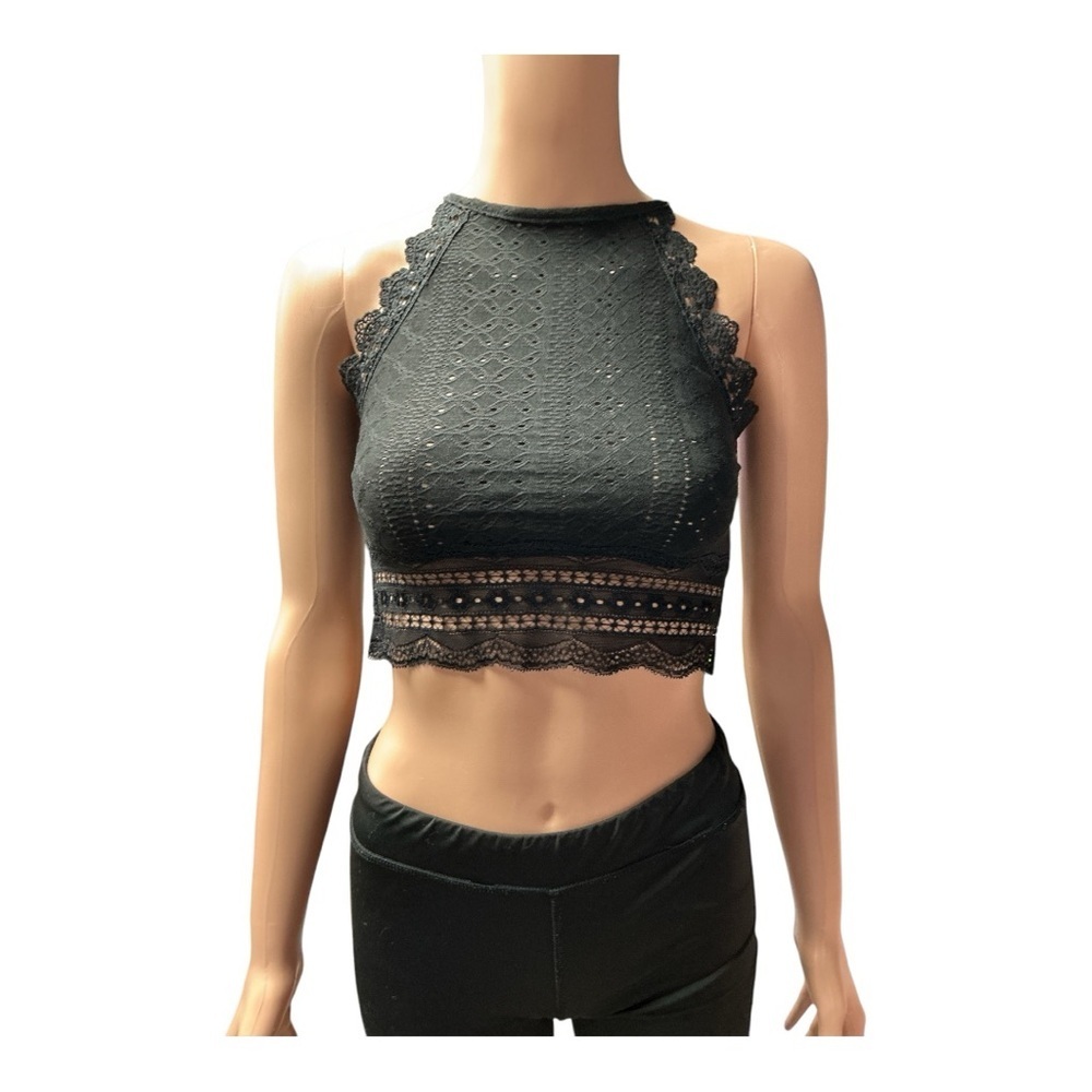AKEWEI - NWT - Elegant Black Lace Halter Top Size Small